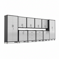 Garage Cabinet System Built for Heavy Duty Organization, 10-Piece Steel, Powder Coated Finish, Modular Design