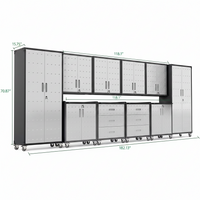 Garage Cabinet System Built for Heavy Duty Organization, 10-Piece Steel, Powder Coated Finish, Modular Design