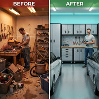 10-Piece Heavy Duty Steel Garage Cabinet System — Before & After